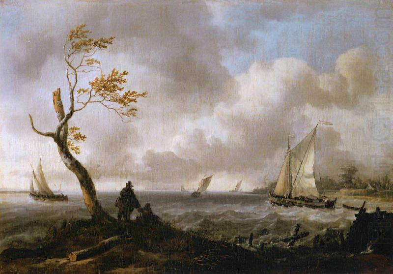 Fishing Boats and Coasting Vessel in Rough Weather, Ludolf Bakhuizen